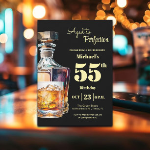 Aged to Perfection Men 55th Whiskey Birthday Invitation