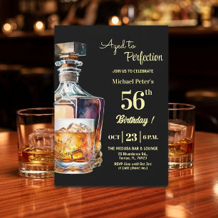 Aged to Perfection Men 56th Whiskey Birthday Invitation