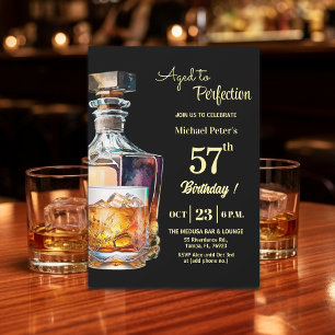 Aged to Perfection Men 57th Whiskey Birthday Invitation