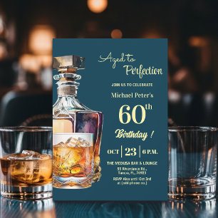 Aged to Perfection Men 60th Whiskey Birthday Invitation
