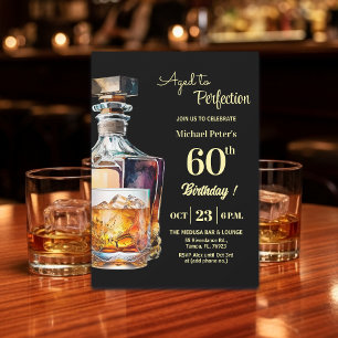 Aged to Perfection Men 60th Whiskey Birthday Invitation