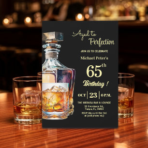 Aged to Perfection Men 65th Whiskey Birthday  Invitation