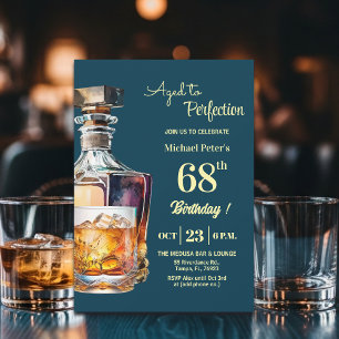 Aged to Perfection Men 68th Whiskey Birthday Invitation