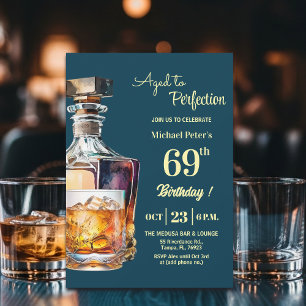 Aged to Perfection Men 69th Whiskey Birthday  Invitation