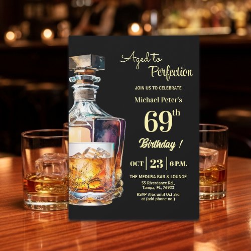 Aged to Perfection Men 69th Whiskey Birthday 