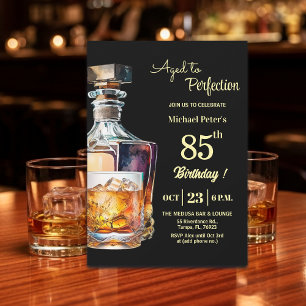 Aged to Perfection Men 85th Whiskey Birthday Invitation