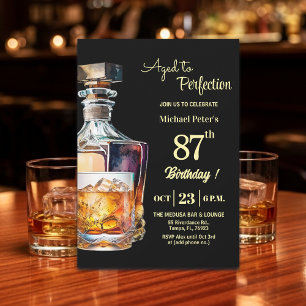 Aged to Perfection Men 87th Whiskey Birthday Invitation