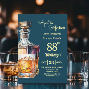 Aged to Perfection Men 88th Whiskey Birthday Invitation
