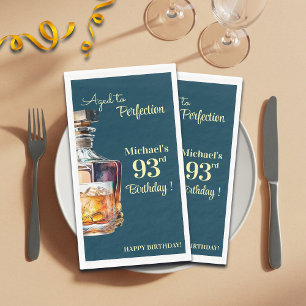 Aged to Perfection Men 93rd Whiskey Birthday Paper Guest Towels