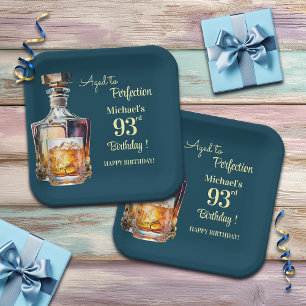 Aged to Perfection Men 93rd Whiskey Birthday Paper Plates