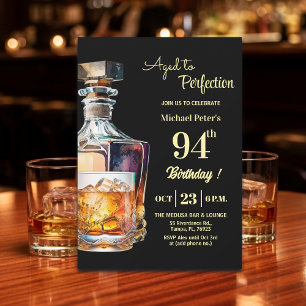 Aged to Perfection Men 94th Whiskey Birthday  Invitation