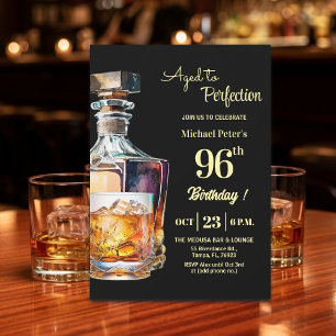Aged to Perfection Men 96th Whiskey Birthday  Invitation