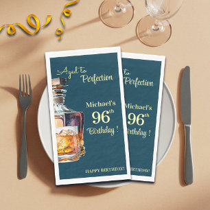 Aged to Perfection Men 96th Whiskey Birthday Paper Guest Towels