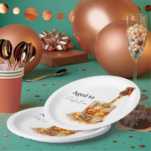Aged To Perfection Men’s Birthday Party Paper Plates (Multi)