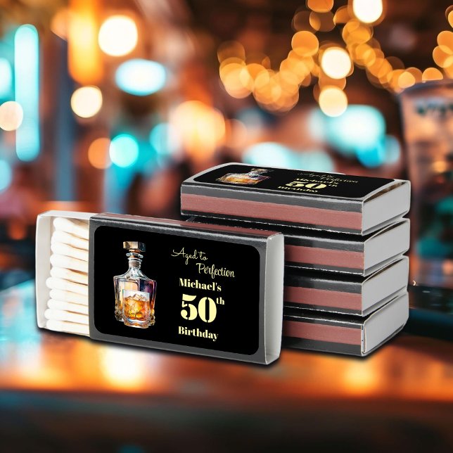 Aged to Perfection Men's 50th Birthday Favor Matchboxes (Creator Uploaded)