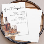 Aged To Perfection Men's 50th Birthday Party Invitation<br><div class="desc">Elegant Black and White Whiskey-Themed Birthday Invitation. Celebrate fifty years with this refined design featuring the phrase Aged to Perfection in elegant handwritten script calligraphy, centered straight across the top for a bold, stylish introduction. A large black and white watercolor illustration of a whiskey bottle, glass, and ice sits in...</div>