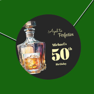 Aged to Perfection Men's 50th Whiskey Birthday Classic Round Sticker