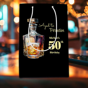Aged to Perfection Men's 50th Whiskey Birthday Medium Gift Bag
