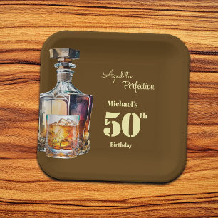 Aged to Perfection Men's 50th Whiskey Birthday  Paper Plates