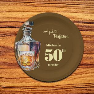 Aged to Perfection Men's 50th Whiskey Birthday  Paper Plates