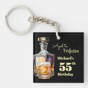 Aged to Perfection Men's 55th Whiskey Birthday  Keychain