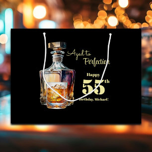 Aged to Perfection Men's 55th Whiskey Birthday Large Gift Bag
