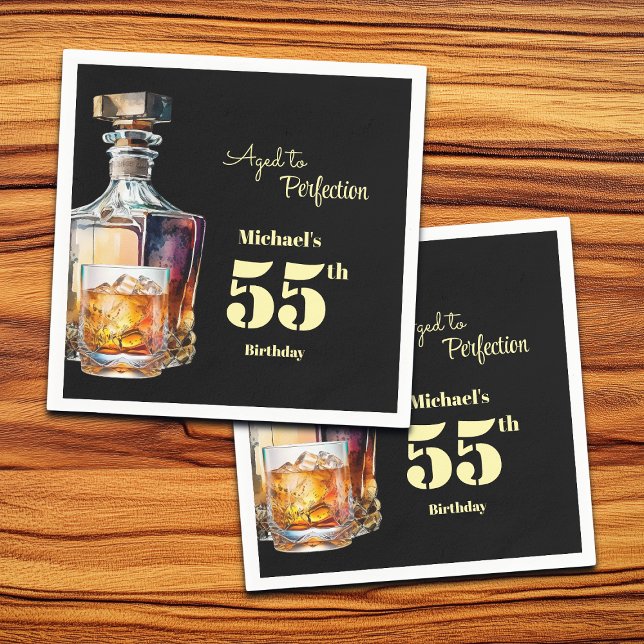 Aged to Perfection Men's 55th Whiskey Birthday  Napkins (Creator Uploaded)