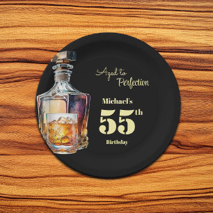 Aged to Perfection Men's 55th Whiskey Birthday Paper Plates