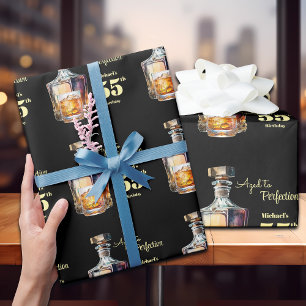 Aged to Perfection Men's 55th Whiskey Birthday Wrapping Paper
