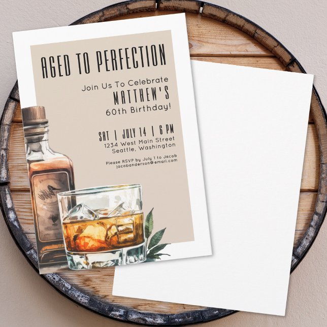 Aged To Perfection Men's 60th Birthday Party Invitation (Aged To Perfection Men's 60th Birthday Party Invitation)