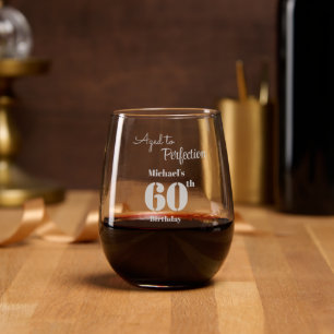 Aged to Perfection Men's 60th Birthday Stemless Wine Glass