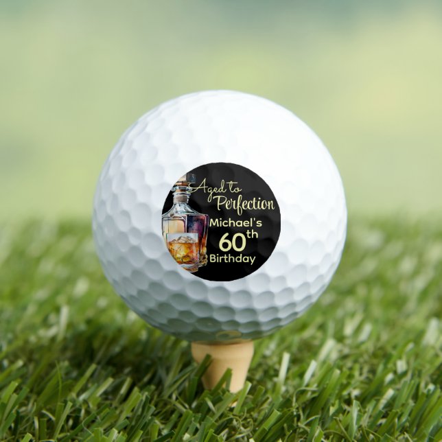 Aged to Perfection Men's 60th Whiskey Birthday  Golf Balls (Insitu Tee)