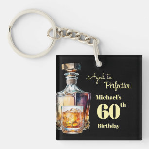 Aged to Perfection Men's 60th Whiskey Birthday Keychain
