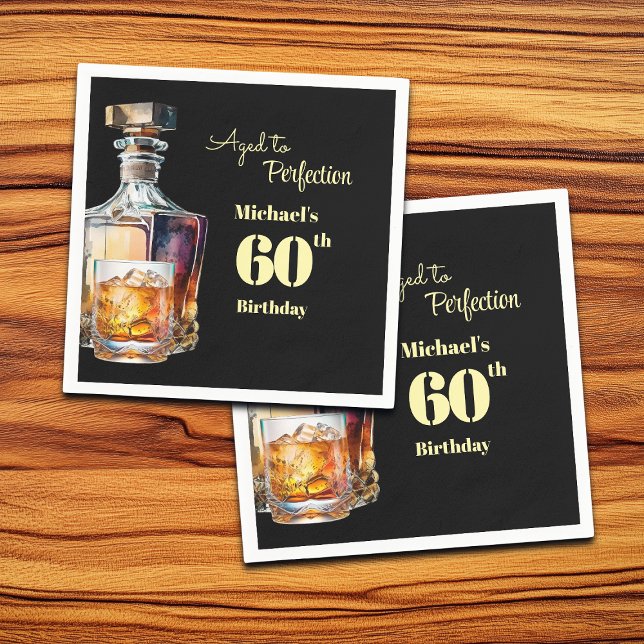 Aged to Perfection Men's 60th Whiskey Birthday  Napkins (Creator Uploaded)
