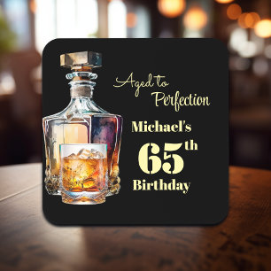 Aged to Perfection Men's 65th Whiskey Birthday  Beverage Coaster