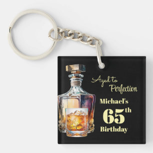 Aged to Perfection Men's 65th Whiskey Birthday  Keychain