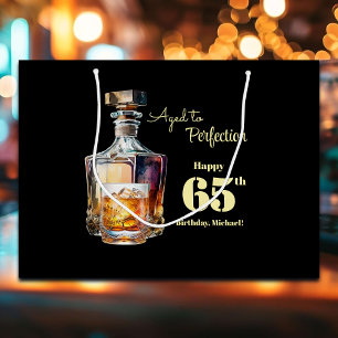 Aged to Perfection Men's 65th Whiskey Birthday  Large Gift Bag