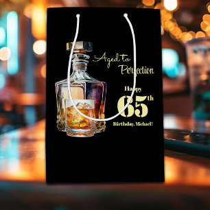 Aged to Perfection Men's 65th Whiskey Birthday  Medium Gift Bag