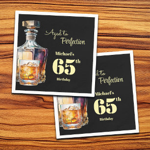 Aged to Perfection Men's 65th Whiskey Birthday Napkins