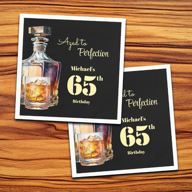 Aged to Perfection Men's 65th Whiskey Birthday  Napkins (Creator Uploaded)