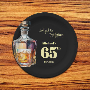 Aged to Perfection Men's 65th Whiskey Birthday  Paper Plates