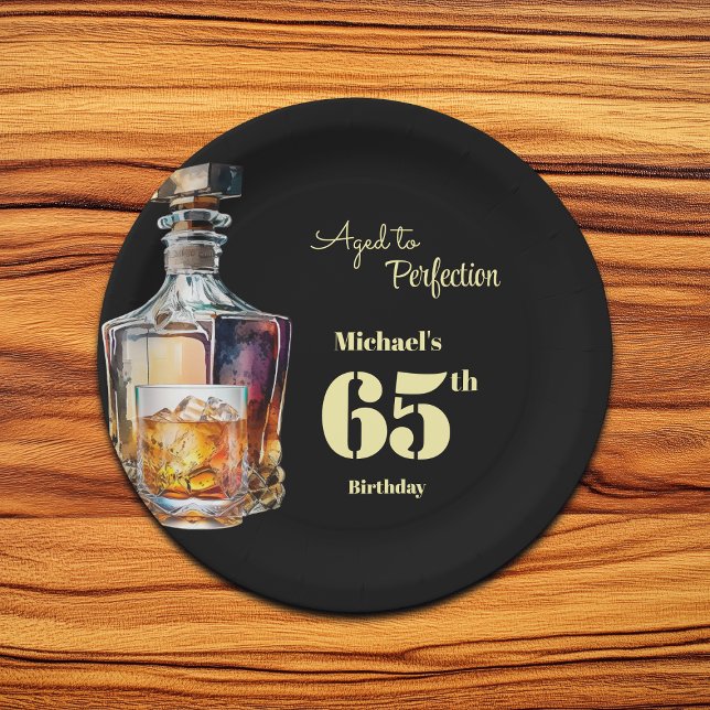 Aged to Perfection Men's 65th Whiskey Birthday  Paper Plates (Creator Uploaded)