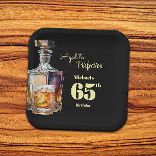 Aged to Perfection Men's 65th Whiskey Birthday  Paper Plates