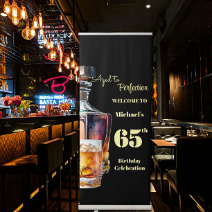 Aged to Perfection Men's 65th Whiskey Birthday Retractable Banner