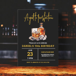Aged to Perfection Men's 70th Whiskey Birthday Invitation