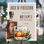 Aged To Perfection Men's Birthday Party Foam Board<br><div class="desc">Aged To Perfection Birthday Welcome Sign. Greet guests in style with this sophisticated whiskey-themed design. At the top, “Aged To Perfection” is displayed in bold, elegant serif fonts, followed by the birthday person’s name and age for a personalized touch. A bold watercolor whiskey bottle and glass sit on the right...</div>