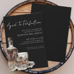 Aged To Perfection Men's Birthday Party Invitation<br><div class="desc">Elegant Black Whiskey-Themed Birthday Invitation. This sophisticated design features a bold black background with off-white fonts for a striking, modern look. The phrase “Aged to Perfection” appears in elegant handwritten script calligraphy across the top for a stylish introduction. A large black and white watercolor illustration of a whiskey bottle, glass,...</div>