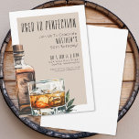 Aged To Perfection Men's Birthday Party Invitation<br><div class="desc">Aged to perfection: Celebrate a milestone with this sophisticated whiskey-themed men's birthday invitation. Featuring a bold watercolor whiskey bottle and glass on the right side, this design adds a modern flair to a classic theme. "He's Aged to Perfection" graces the top in elegant serif fonts. The current layout offers a...</div>