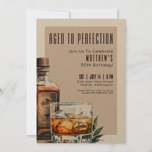 Aged To Perfection Men&#39;s Birthday Party Invitation