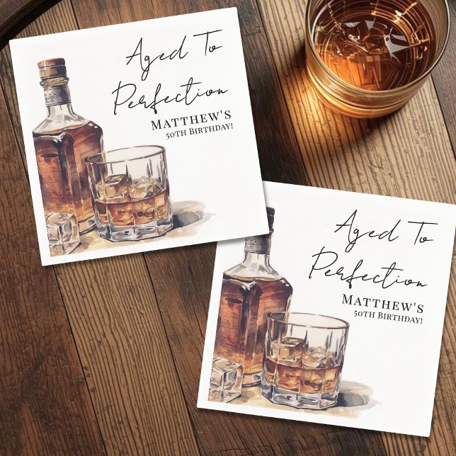 Aged To Perfection Men's Birthday Party Napkins (Aged To Perfection Men's Birthday Party Napkins)